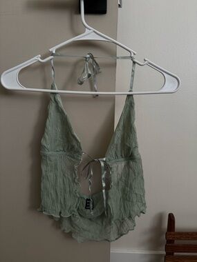 SHEIN Sage Green Ruffled Tie-Back Camisole